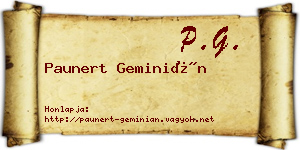 Paunert Geminián névjegykártya